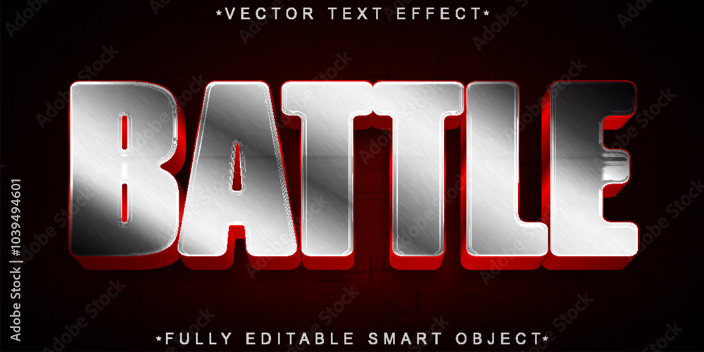 Poster silver battle vector fully editable smart object text effect