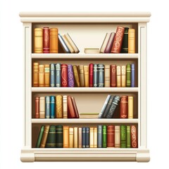 Fototapeta premium A decorative bookshelf filled with various colorful books.