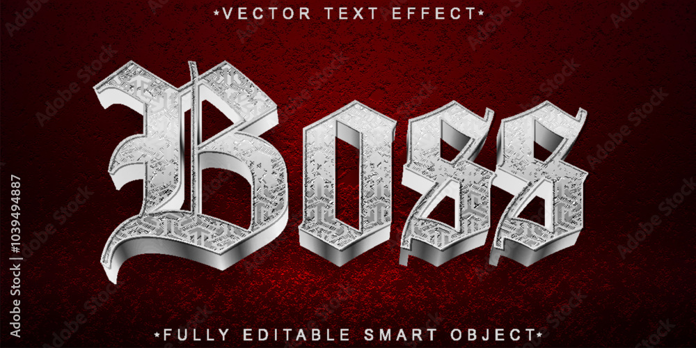 Poster red boss vector fully editable smart object text effect
