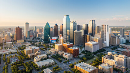 Obraz premium sprawling cityscape featuring modern skyscrapers and vibrant urban environment, showcasing architectural diversity and dynamic skyline of major city