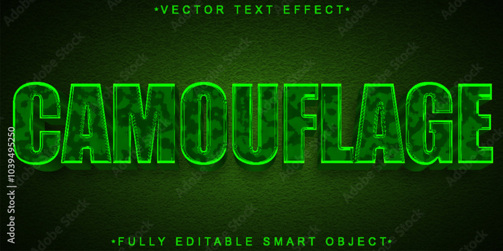 Aufkleber green army soldiers camouflage vector fully editable smart object text effect