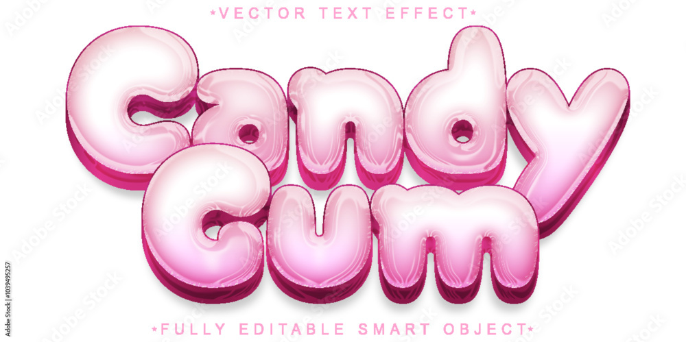 Poster soft pink candy gum vector fully editable smart object text effect