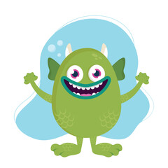 Cute cartoon sea monster. Funny green water creature in childish style isolated on white background. Vector illustration