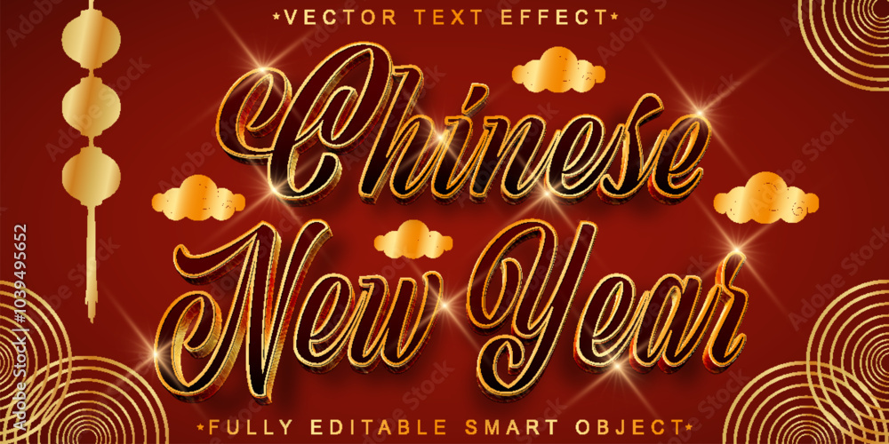 Poster chinese new year vector fully editable smart object text effect