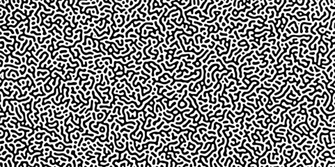 Organic seamless patterns with rounded lines Diffusion reaction background. Monochrome background of natural organic forms motion. Overlay template abstract Turing organic wallpaper background.