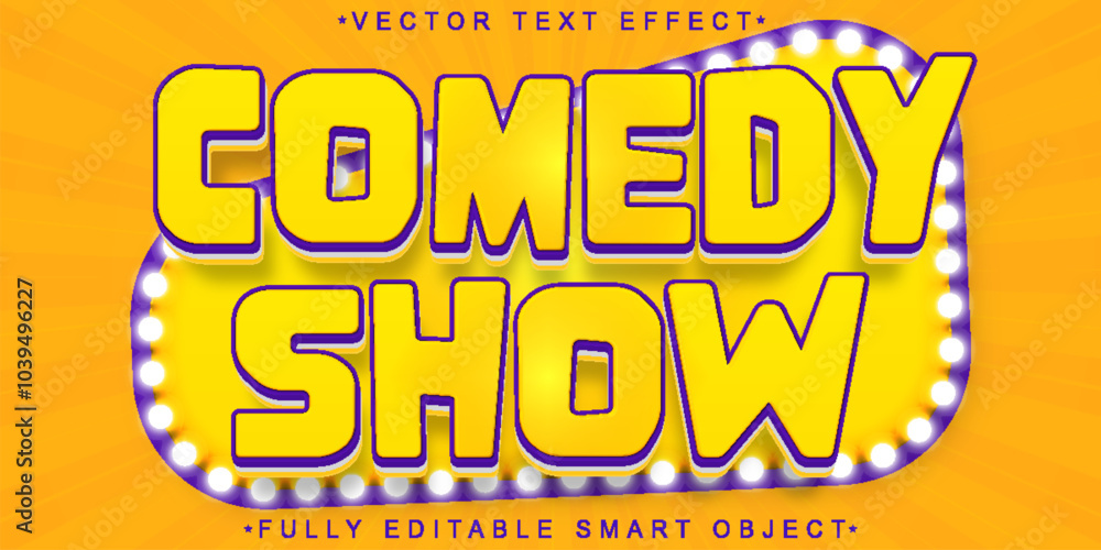 Poster cartoon comedy show vector fully editable smart object text effect