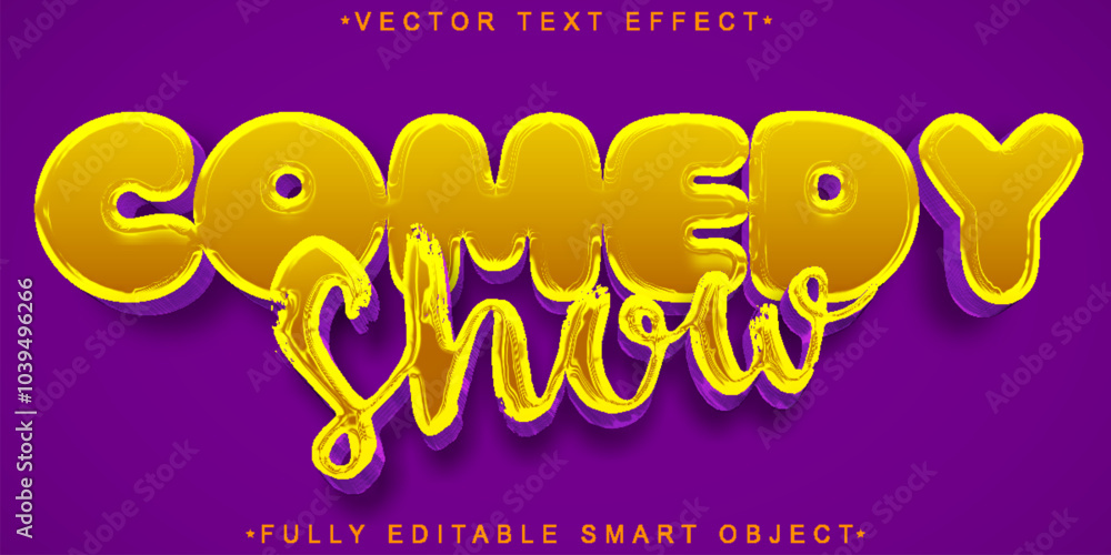 Poster cartoon comedy show vector fully editable smart object text effect