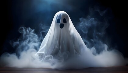Ethereal Shadows: A Halloween Ghost Emerges from the Smoke
