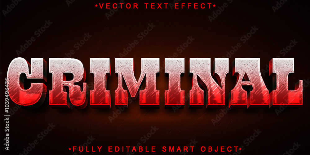 Poster criminal vector fully editable smart object text effect