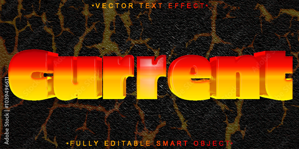 Poster orange current vector fully editable smart object text effect