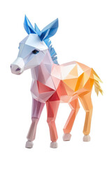 A multicolored paper art depiction of a donkey, isolate on white background, highlighting creativity and detail. cutout png
