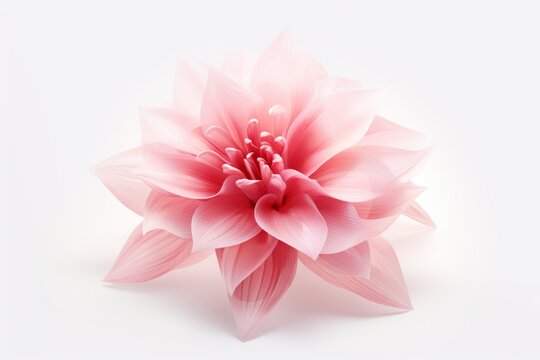 Petal Perfection: 3D Pink Flower on a Transparent Canvas, generative ai