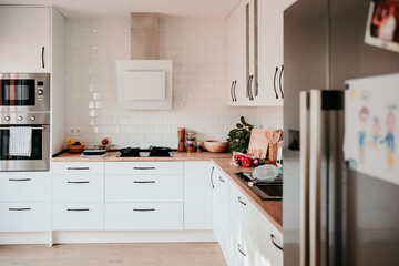 Interior of domestic kitchen at home