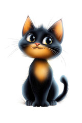 A flat style illustrated cat, isolate on white background, showcasing its playful personality and charm. cutout png