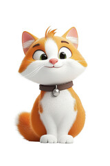 Fototapeta premium A 3D cartoon character of a cat, isolate on white background, ideal for fun designs. cutout png