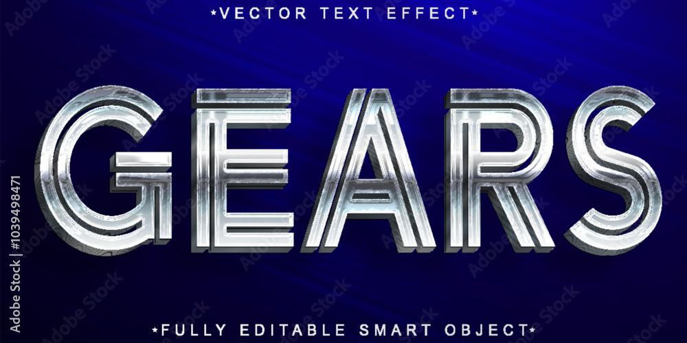 Poster blue gears vector fully editable smart object text effect