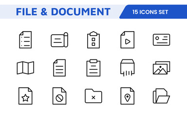 Document Management Icon Set. Streamlined icons for organizing, storing, and sharing files, perfect for productivity apps, cloud storage, and business workflows.