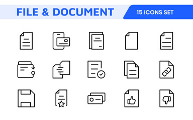 Document Management Icon Set. Streamlined icons for organizing, storing, and sharing files, perfect for productivity apps, cloud storage, and business workflows.