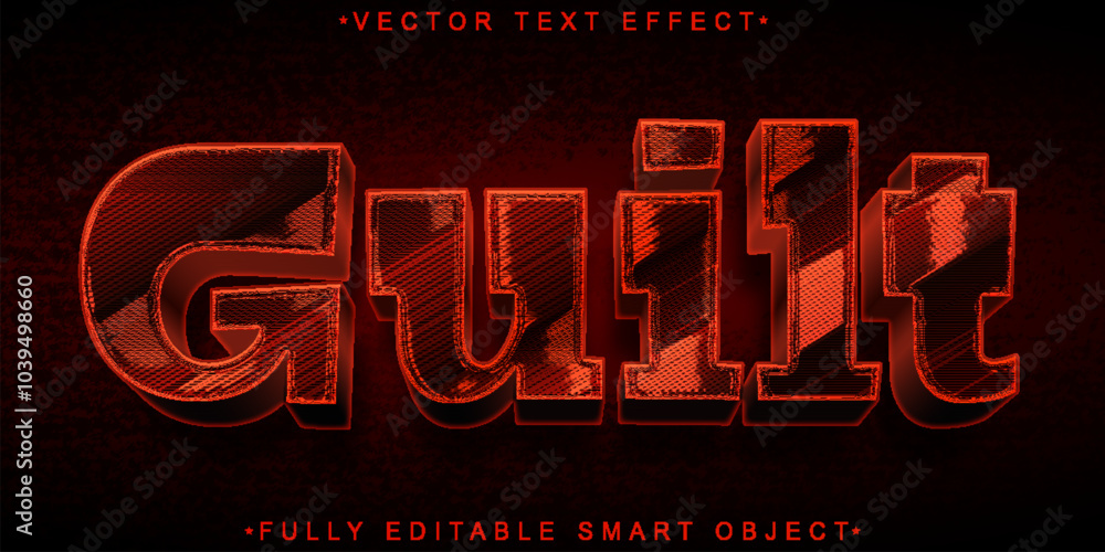 Poster guilt red killer vector fully editable smart object text effect