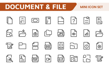 Document Management Icon Set. Streamlined icons for organizing, storing, and sharing files, perfect for productivity apps, cloud storage, and business workflows.