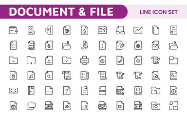 Document Management Icon Set. Streamlined icons for organizing, storing, and sharing files, perfect for productivity apps, cloud storage, and business workflows.
