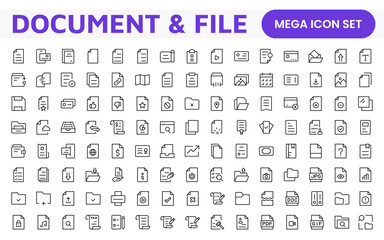 Document Management Icon Set. Streamlined icons for organizing, storing, and sharing files, perfect for productivity apps, cloud storage, and business workflows.