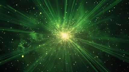 Naklejka premium Neon green laser light streaks background. Technology