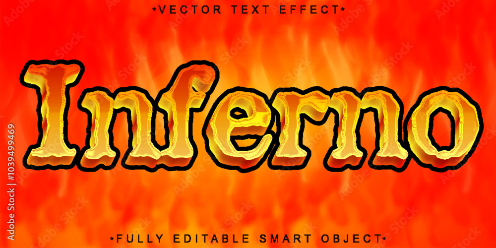 Poster fire inferno vector fully editable smart object text effect