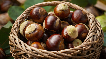 chestnuts in a basket, ai generated