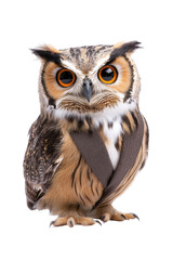 Naklejka premium An owl in a suit, isolate on white background, adding a comical and formal appearance. cutout png