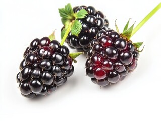 Fresh Blackberries on White Background