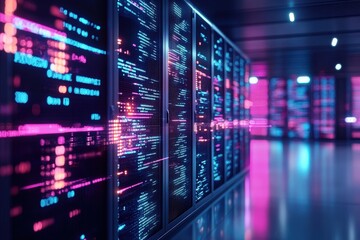 Client Server. Binary Code Representation of 3D Model Illustration