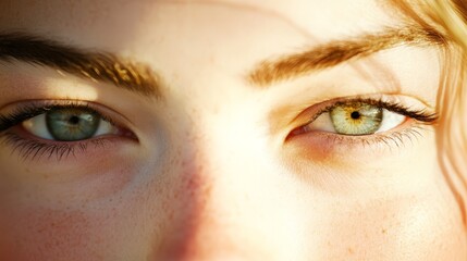 Fototapeta premium blue eyes, freckled blond hair atop