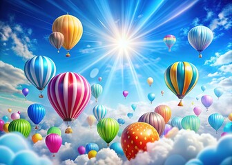 Obraz premium A sky filled with colorful balloons, perfect for food photography.