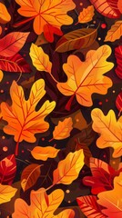 autumn leaves background flat illustration.
