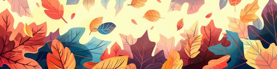 autumn leaves background flat illustration.