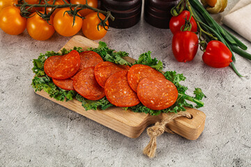 Spanish salami cured chorizo sausage