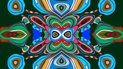 Abstract colorful psychedelic mandala kaleidoscope background pattern for a summer music festival