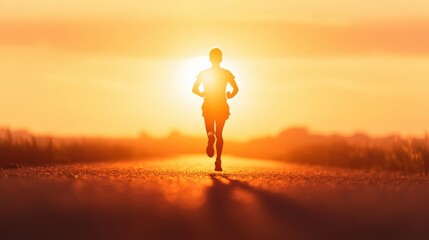 silhouette of runner at sunset