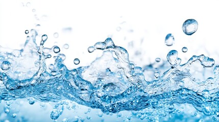 A water splash with air bubbles, isolated against a white background.