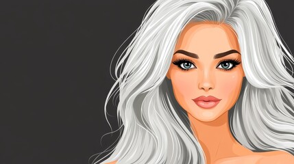 Fototapeta premium A woman with white hair and blue eyes gazes intently at the camera with a serious expression