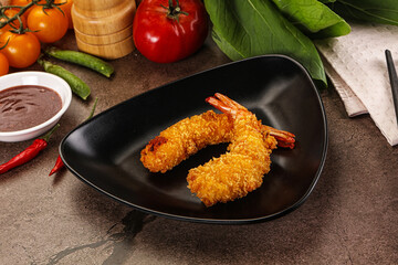 Crispy breaded golden fried prawns