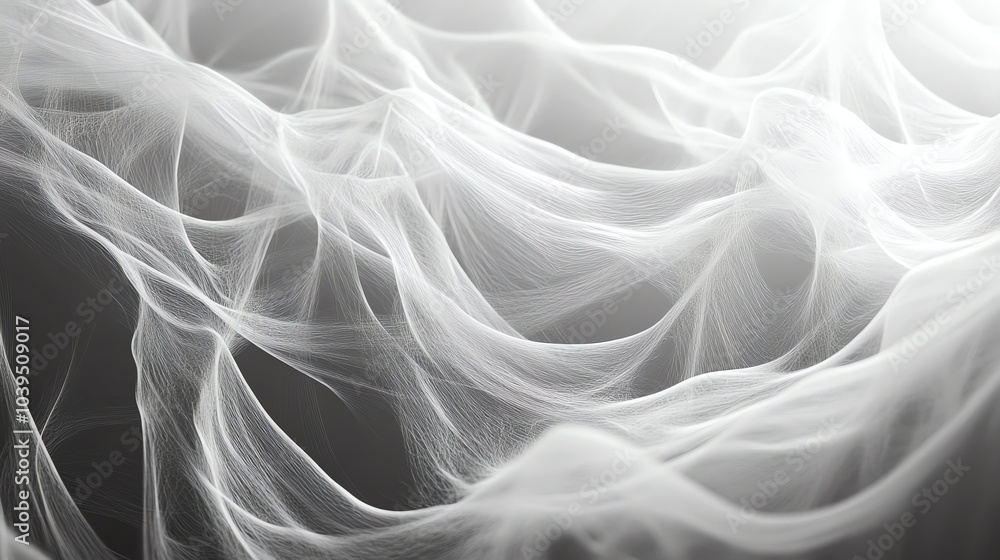 Poster a delicate, abstract background of white fabric flowing and swirling, creating a sense of movement a
