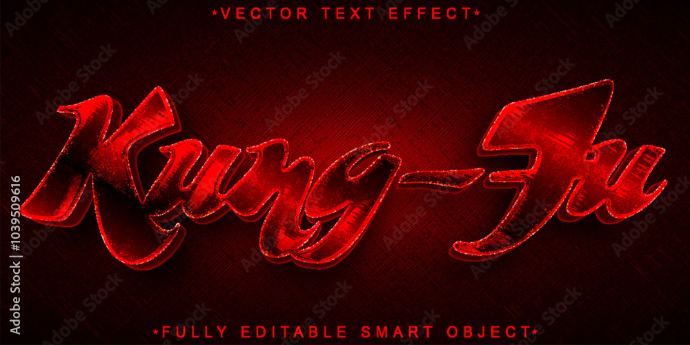 Poster red worn kung-fu vector fully editable smart object text effect