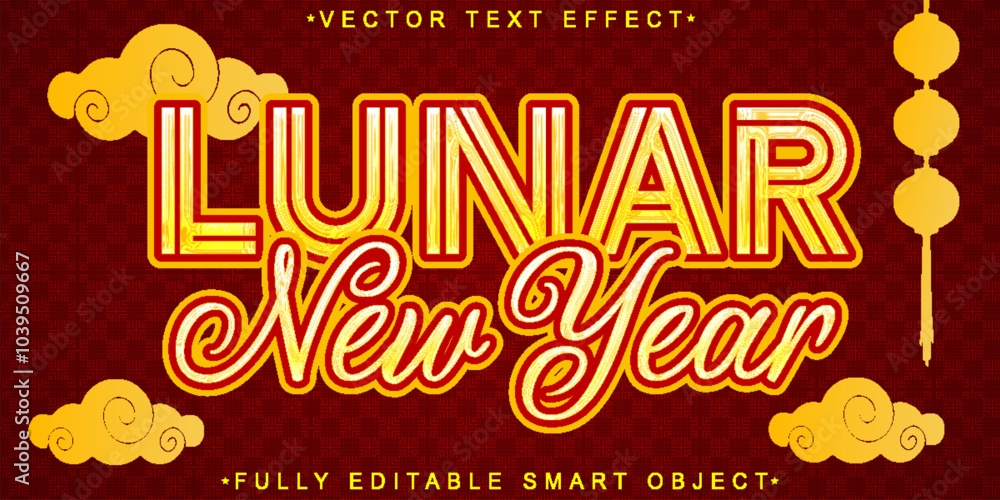 Poster lunar new year vector fully editable smart object text effect