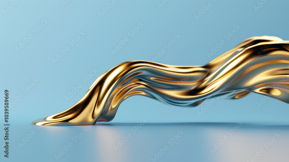 Aufkleber smooth, flowing abstract gold texture creates captivating visual effect against soft blue background
