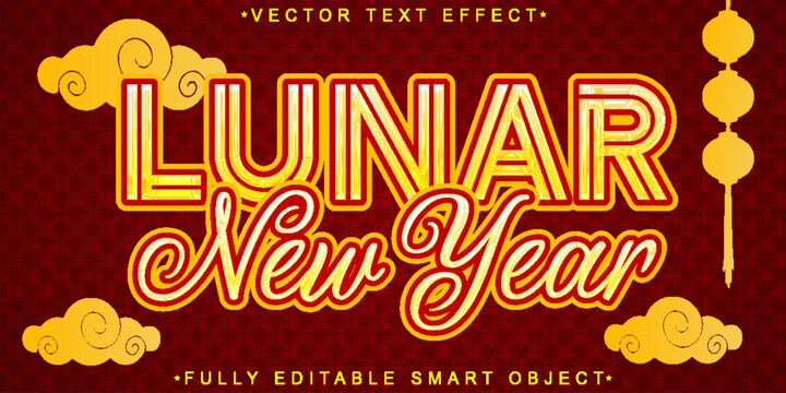 Lunar New Year Vector Fully Editable Smart Object Text Effect
