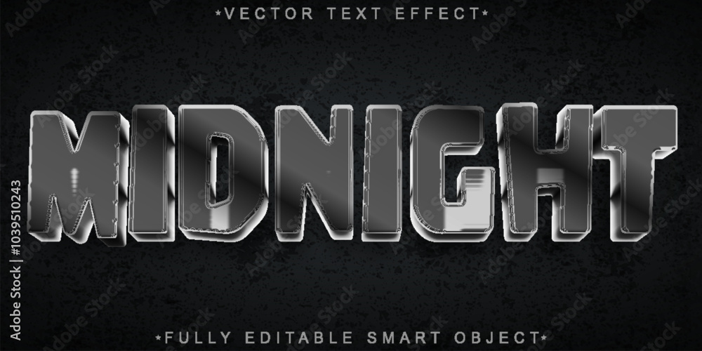 Poster silver midnight vector fully editable smart object text effect