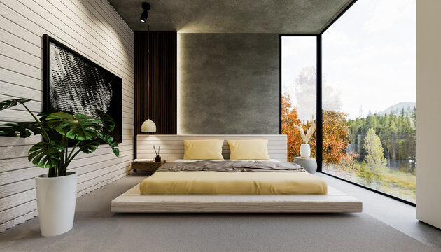 Modern bedroom in luxury apartment