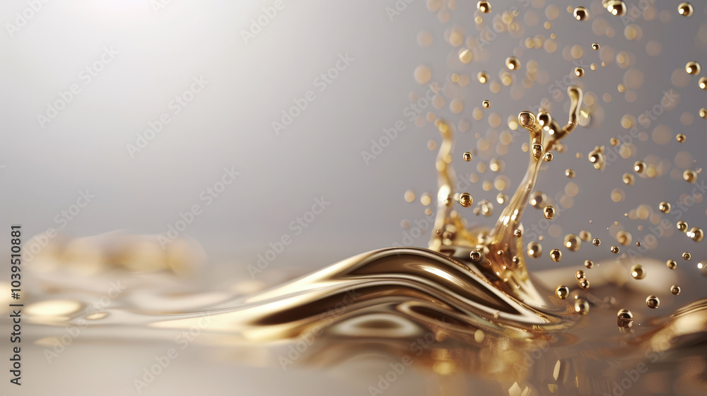 Aufkleber golden liquid texture with swirling waves and droplets creating mesmerizing effect. shimmering surfa